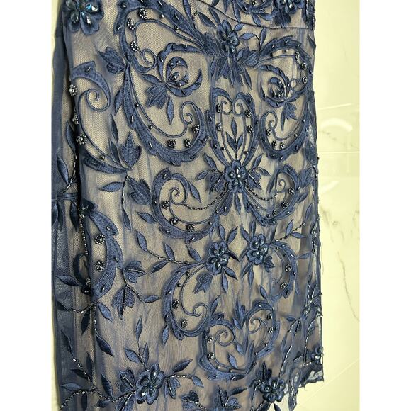 Sue Wong Nocturne Cocktail Dress Open Back Open Back Beaded Floral Embroidered - Picture 3 of 13